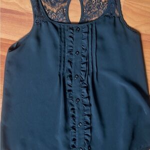 Mine Black Sleeveless Ruffled Blouse